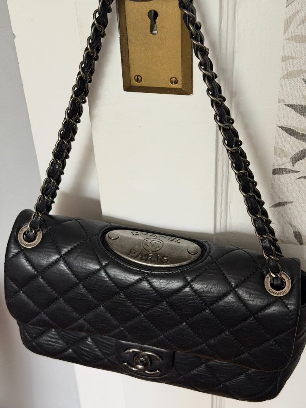 Authentic Chanel Paris-Dallas Métiers d’Art Black Lambskin Double Flap Bag